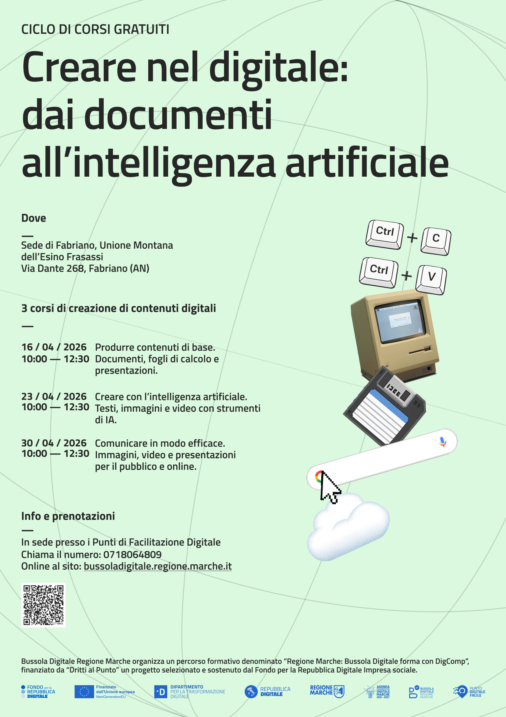 Corsi gratuiti “CREARE NEL DIGITALE: DAI DOCUMENTI ALL’INTELLIGENZA ARTIFICIALE” – Fabriano (AN)
