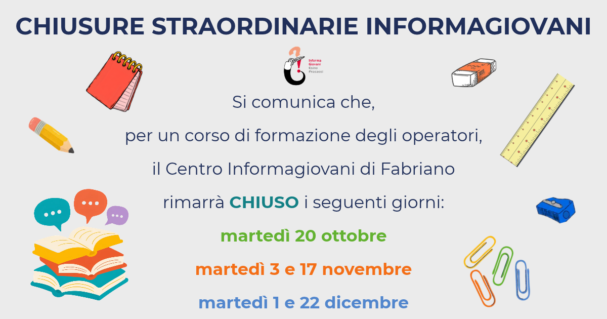 COMUNICAZIONE CHIUSURE STRAORDINARIE